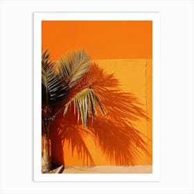 Palm Leaves Orange Wall Summer Photography Art Print