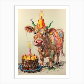 Birthday Cow 2 Art Print