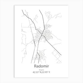 Radomir,Bulgaria Minimalist Map Art Print