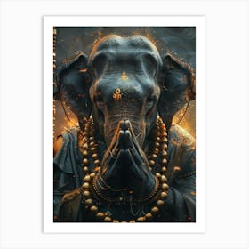 Elephant Praying Art Print