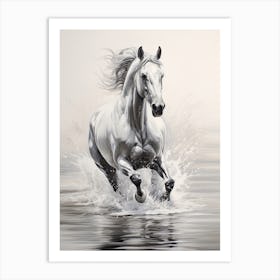 A Horse Oil Painting In Grace Bay Beach, Turks And Caicos Islands, Portrait 1 Art Print