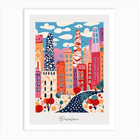 Poster Of Barcelona, Illustration In The Style Of Pop Art 4 Art Print