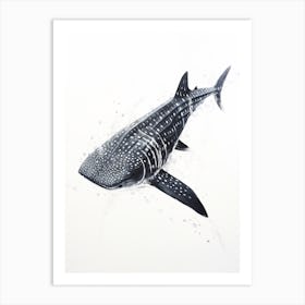  Oil Painting Of A Whale Shark Shadow Outline In Black 2 Art Print