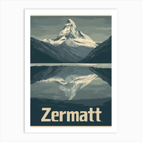 Aihrgdesign A Mid Century Modern Travel Poster For Zermatt 1 Art Print