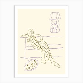 Woman Laying On A Couch Art Print