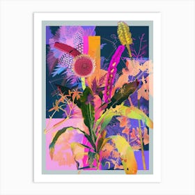 Prairie Clover 1 Neon Flower Collage Art Print