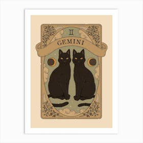 Cats Astrology Gemini Art Print