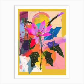 Poinsettia 1 Neon Flower Collage Art Print