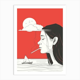 Girl Smoking A Cigarette Art Print