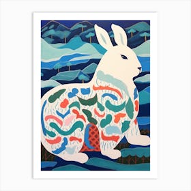 Maximalist Animal Painting Arctic Hare 2 Art Print