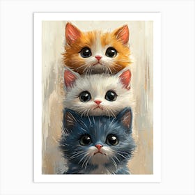 Cute Cats Stacked Together Art Print