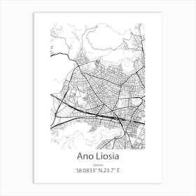 Ano Liosia,Greece Minimalist Map Art Print