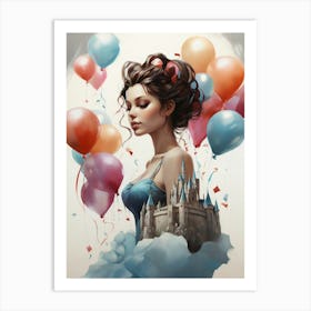 Girl With Balloons 3 Art Print