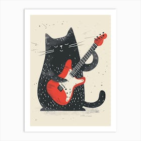 Cat Playing Guitar Art Print