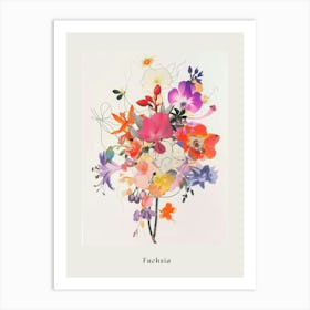 Fuchsia 2 Collage Flower Bouquet Poster Art Print