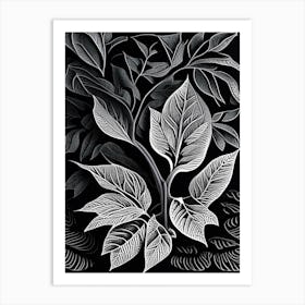 Tea Leaf Linocut 3 Art Print