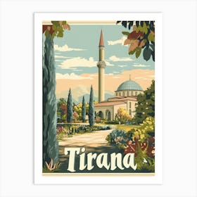 Aihrgdesign A Classic 1960s Travel Poster For Tirana 1 Art Print