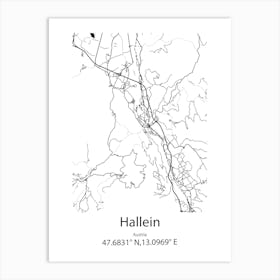 Hallein,Austria Minimalist Map Art Print