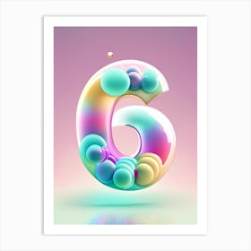 6, Number, Education Bubble Rainbow 1 Art Print