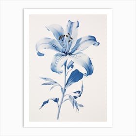 Blue Botanical Lily 1 Art Print