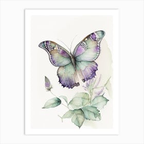 Butterfly Outline Watercolour Ink 1 Art Print
