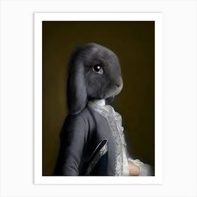August The Grey Rabbit Pet Portraits Art Print