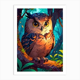 Owl In The Forest 2 Art Print