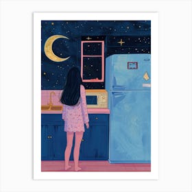 Midnight Snack Lo Fi Kawaii Illustration 6 Art Print