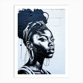 Graffiti Mural Of Beautiful Black Woman 259 Art Print