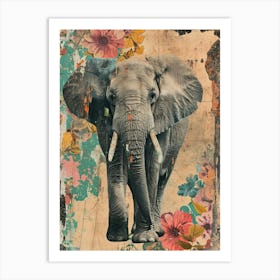 Retro Kitsch Elephant Collage 3 Art Print