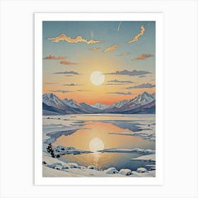 Sunset Over Lake no1 Art Print