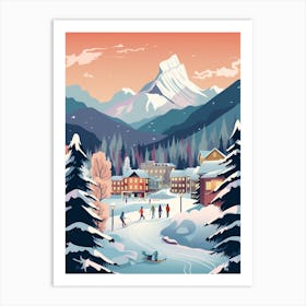 Winter Travel Night Illustration Banff Canada 1 Art Print