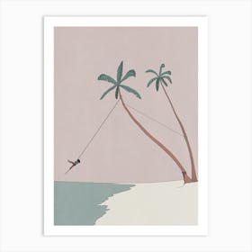 Palm Tree Sunset Beach Art Print