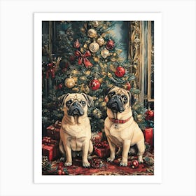 Christmas Pugs 10 Art Print