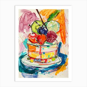 Trifle Jelly Dessert Selection Felt Tip Pen Illustration  1 Art Print