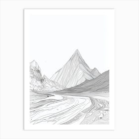 Puncak Jayacarstensz Pyramid Indonesia Line Drawing 2 Art Print