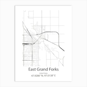 East Grand Forks,United States Minimalist Map 1 Art Print