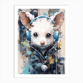 Graffiti Tag Mural Of A Cute White Possum 2 Art Print