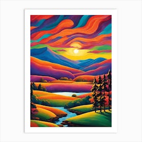 Sunset In The Mountains Art Print