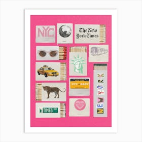 New York Matchbook Art | Trendy Preppy Vintage Retro Aesthetic New York Fashion Art Print