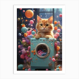 Cat In Washing Machine 17 Art Print