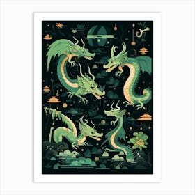 Japanese Dragon Illustration 1 Art Print