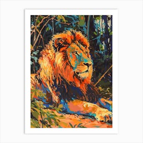 Southwest African Lion Resting In The Sun Fauvist Painting 2 Art Print