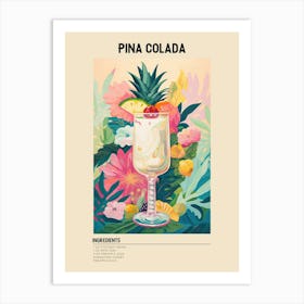 Pina Colada Cocktail Ingredients Poster Art Print