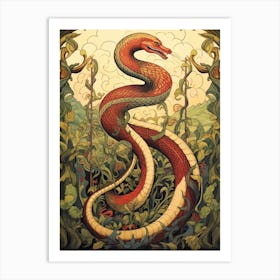 Floral Folk Serpent 3 Art Print