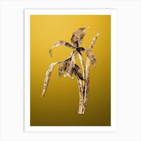 Gold Botanical Amaryllis on Mango Yellow n.0500 Art Print