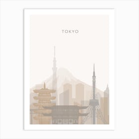 Beige Tokyo Skyline Art Print