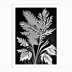 Hemlock Needle Leaf Linocut 2 Art Print