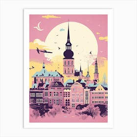 Copenhagen In Risograph Style 2 Art Print