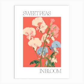Sweet Peas In Bloom Flowers Bold Illustration 1 Art Print